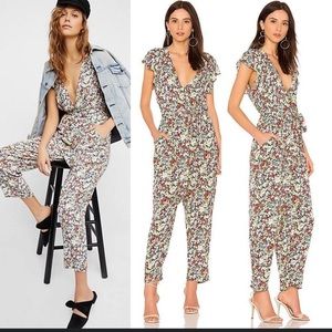 Free People Ruffle Your Feathers Floral Jumpsuit Size X-Small